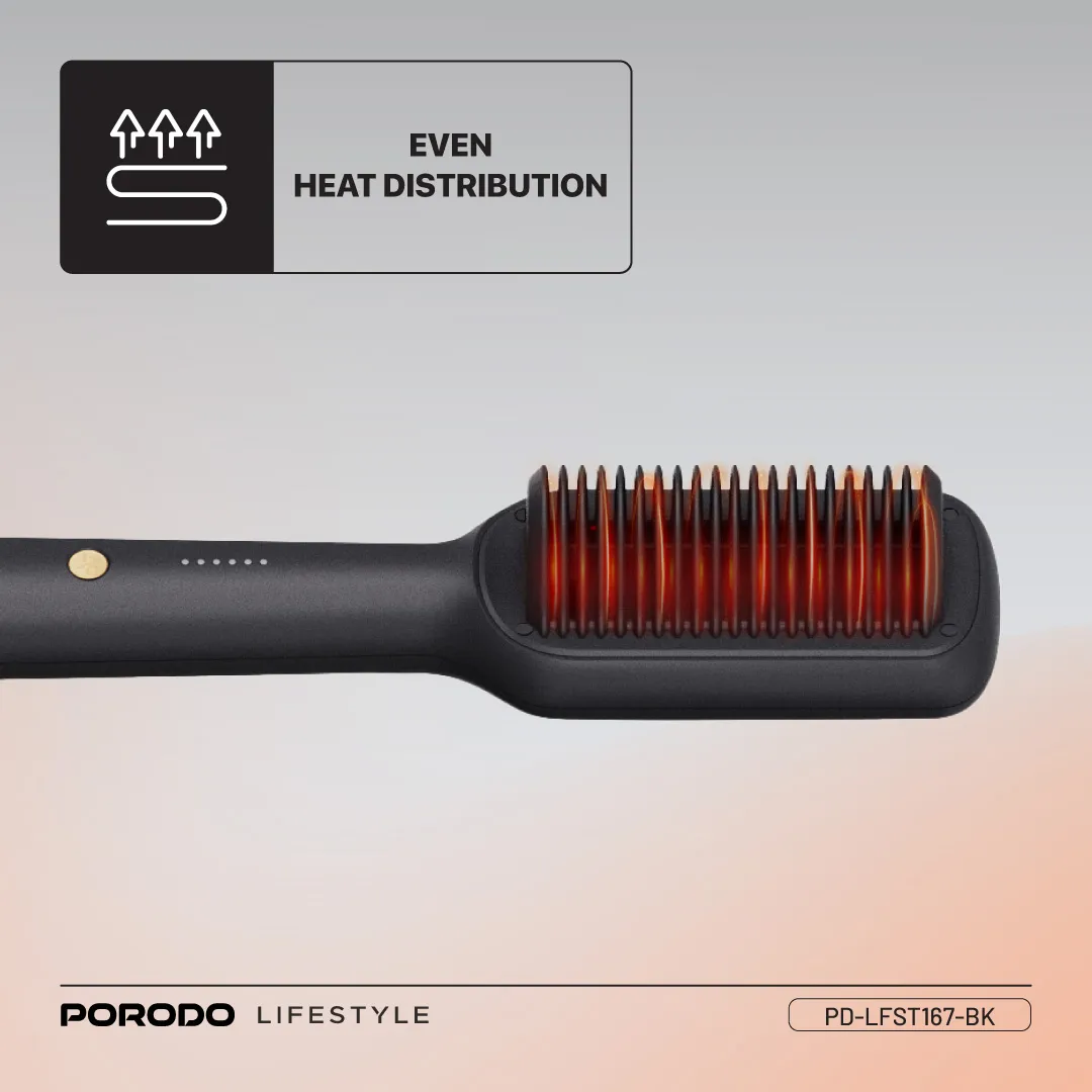 Porodo Lifestyle 33W Mini Hair Styling Brush - Black