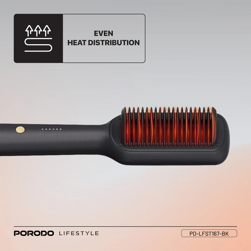 Porodo Lifestyle 33W Mini Hair Styling Brush - Black