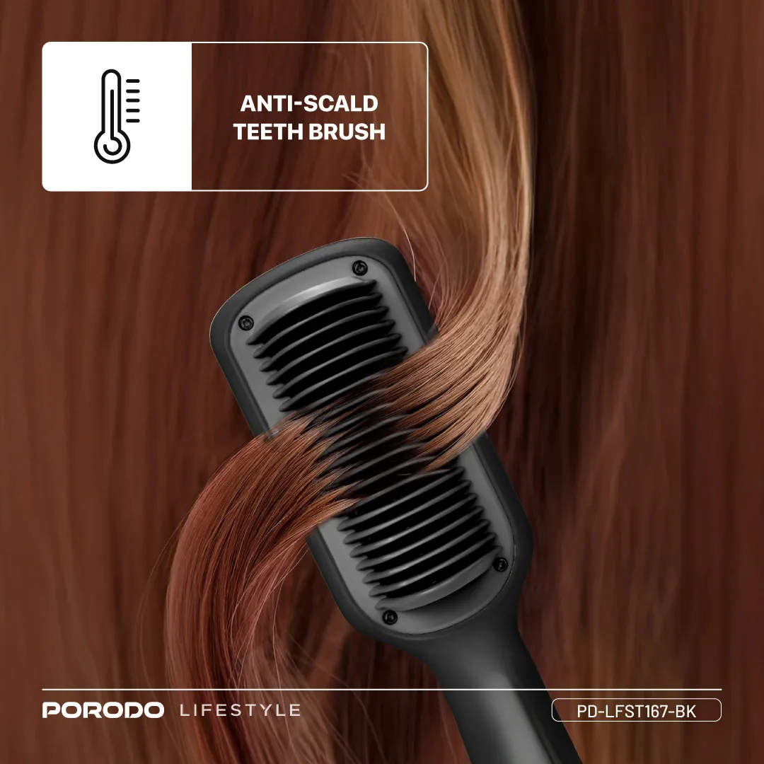 Porodo Lifestyle 33W Mini Hair Styling Brush - Black
