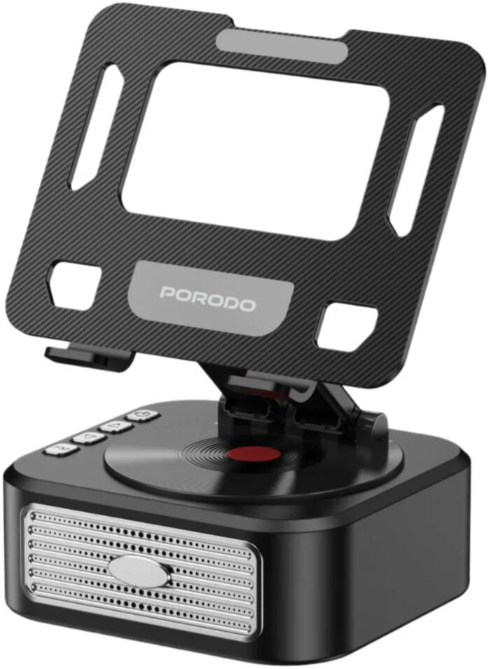 Porodo Lifestyle 5W Bluetooth Speaker with 360° Adjustable Foldable Tablet Holder -  Black