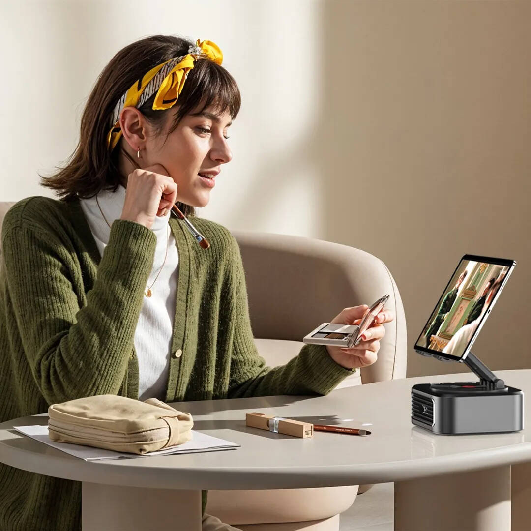 Porodo Lifestyle 5W Bluetooth Speaker with 360° Adjustable Foldable Tablet Holder -  Black