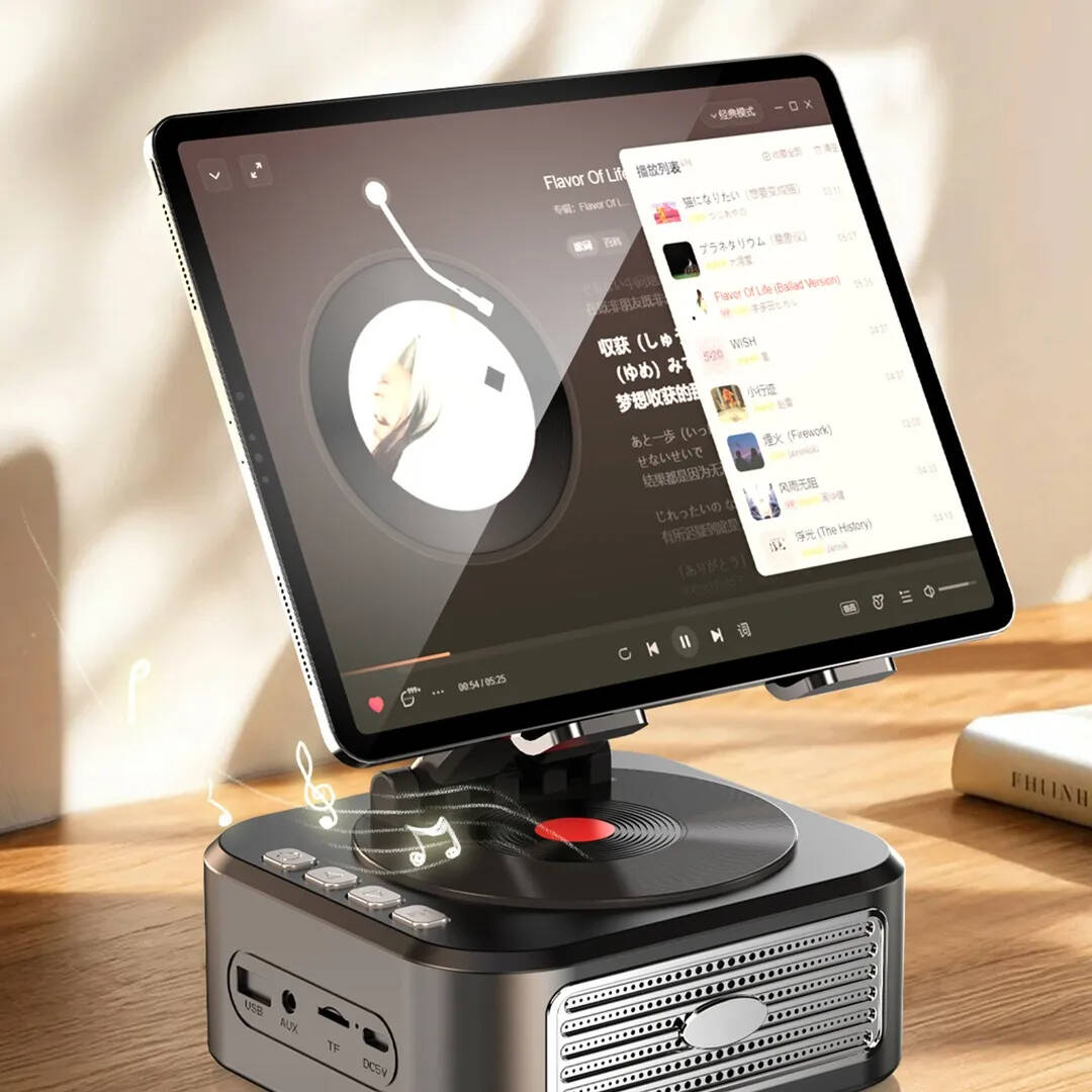 Porodo Lifestyle 5W Bluetooth Speaker with 360° Adjustable Foldable Tablet Holder -  Black