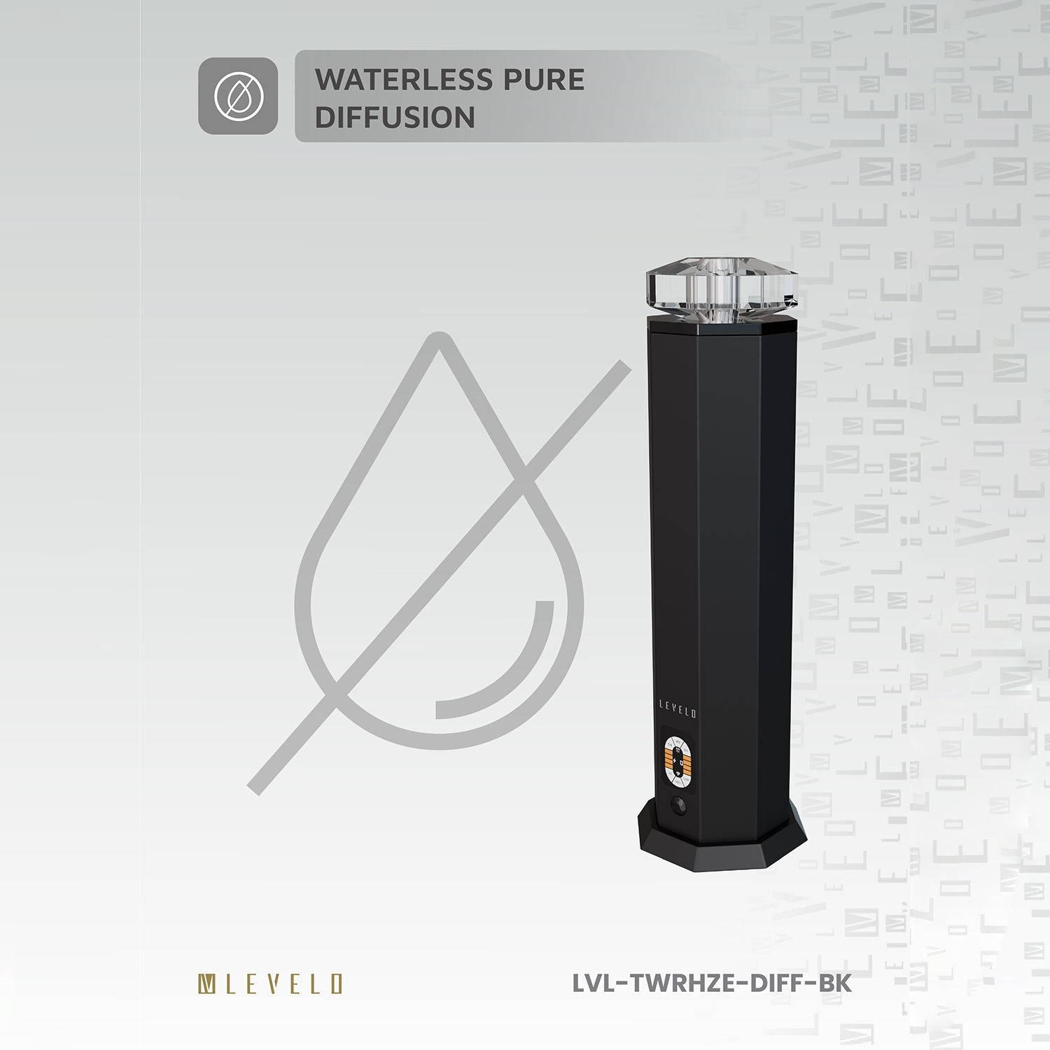 Levelo TowerHaze Crystal Waterless Portable 3600mAh Scent Diffuser - Metallic B lack