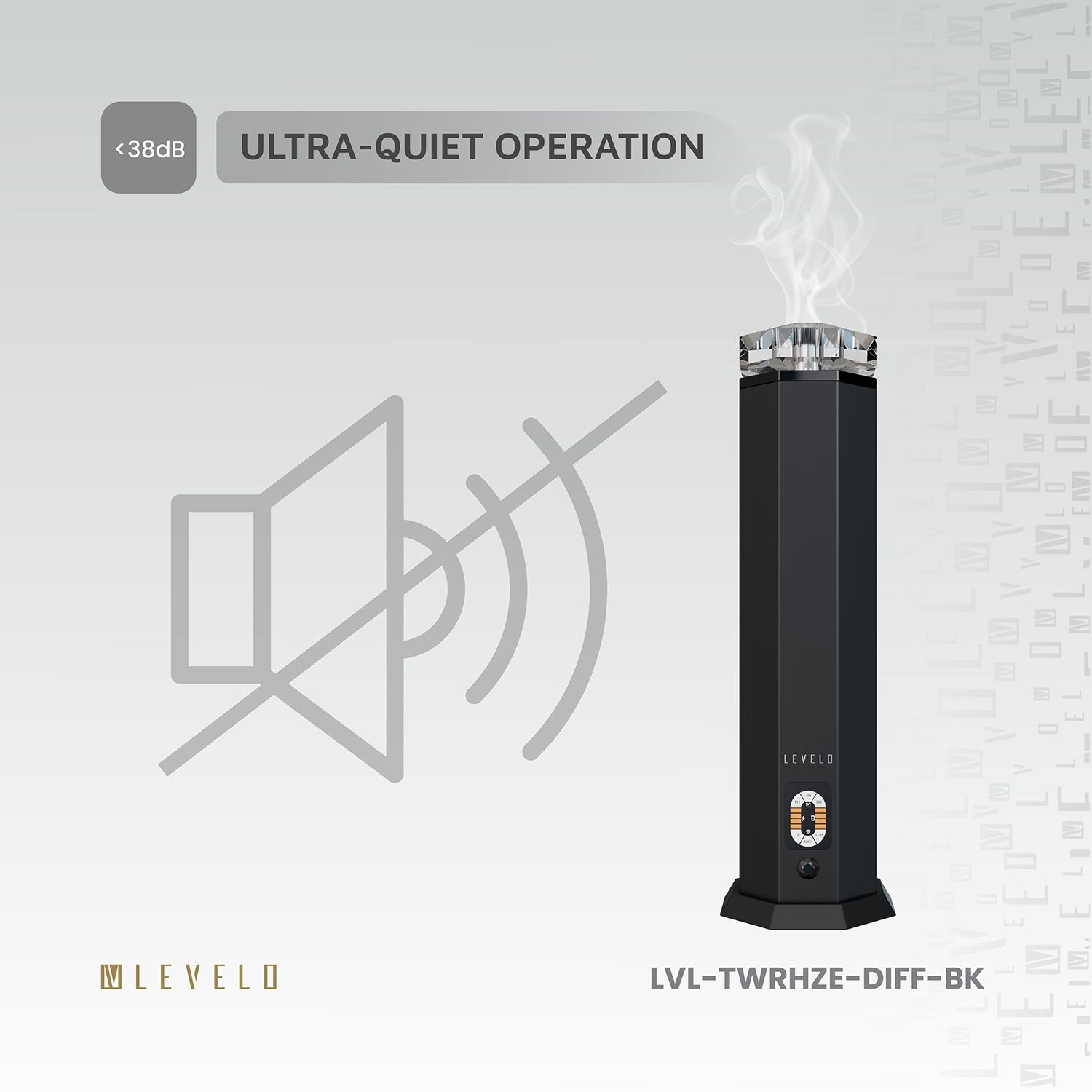 Levelo TowerHaze Crystal Waterless Portable 3600mAh Scent Diffuser - Metallic B lack
