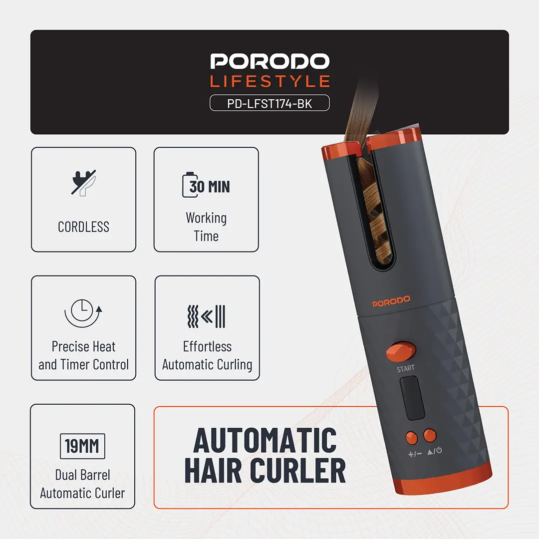 Porodo Lifestyle Wireless Portable Hair Curler 5200mAh