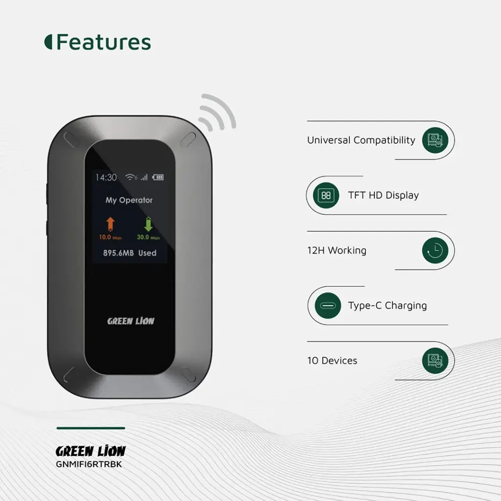 Green Lion Portable Mifi Router - Black