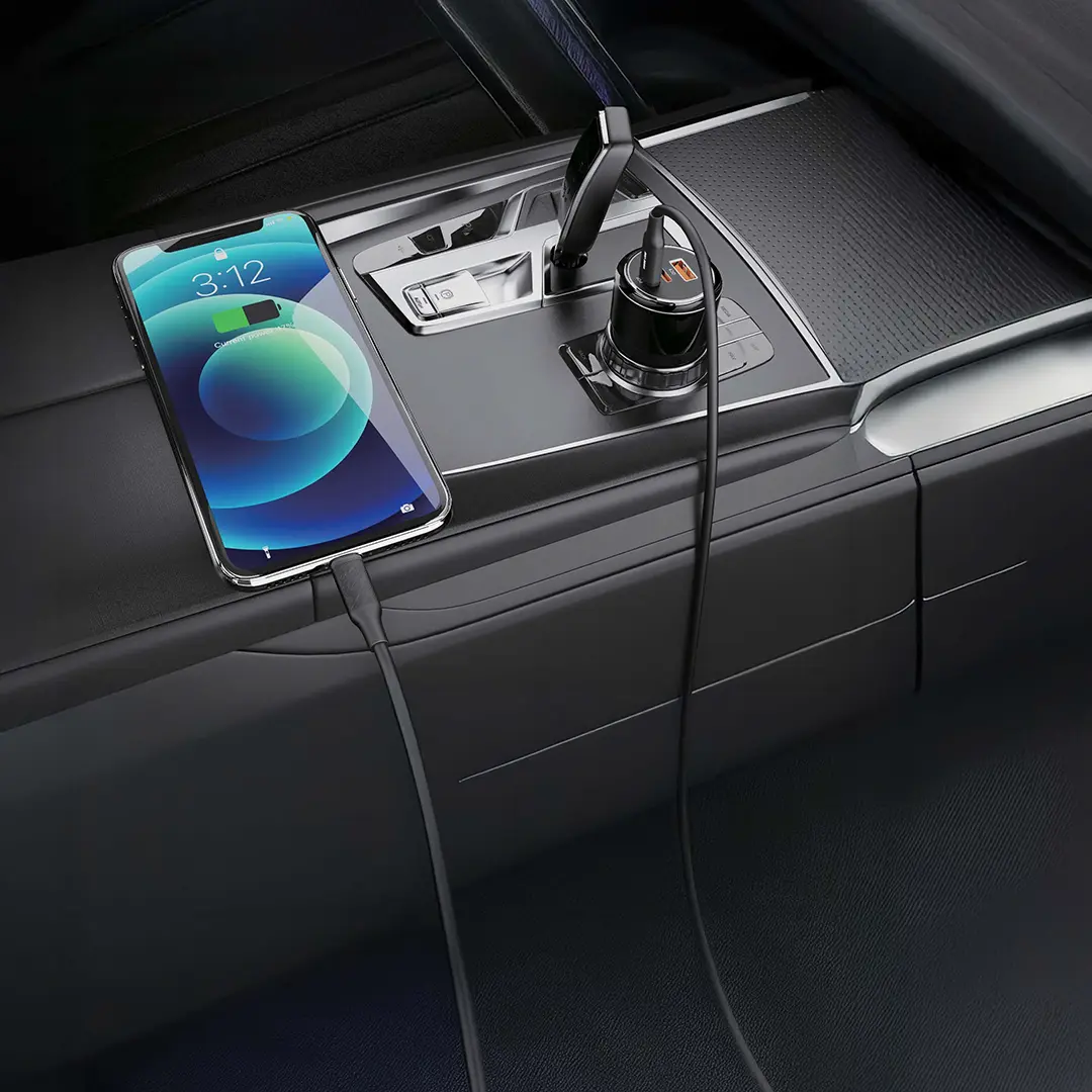 Green Lion Roadex Triple Port Car Charger 80W - Black