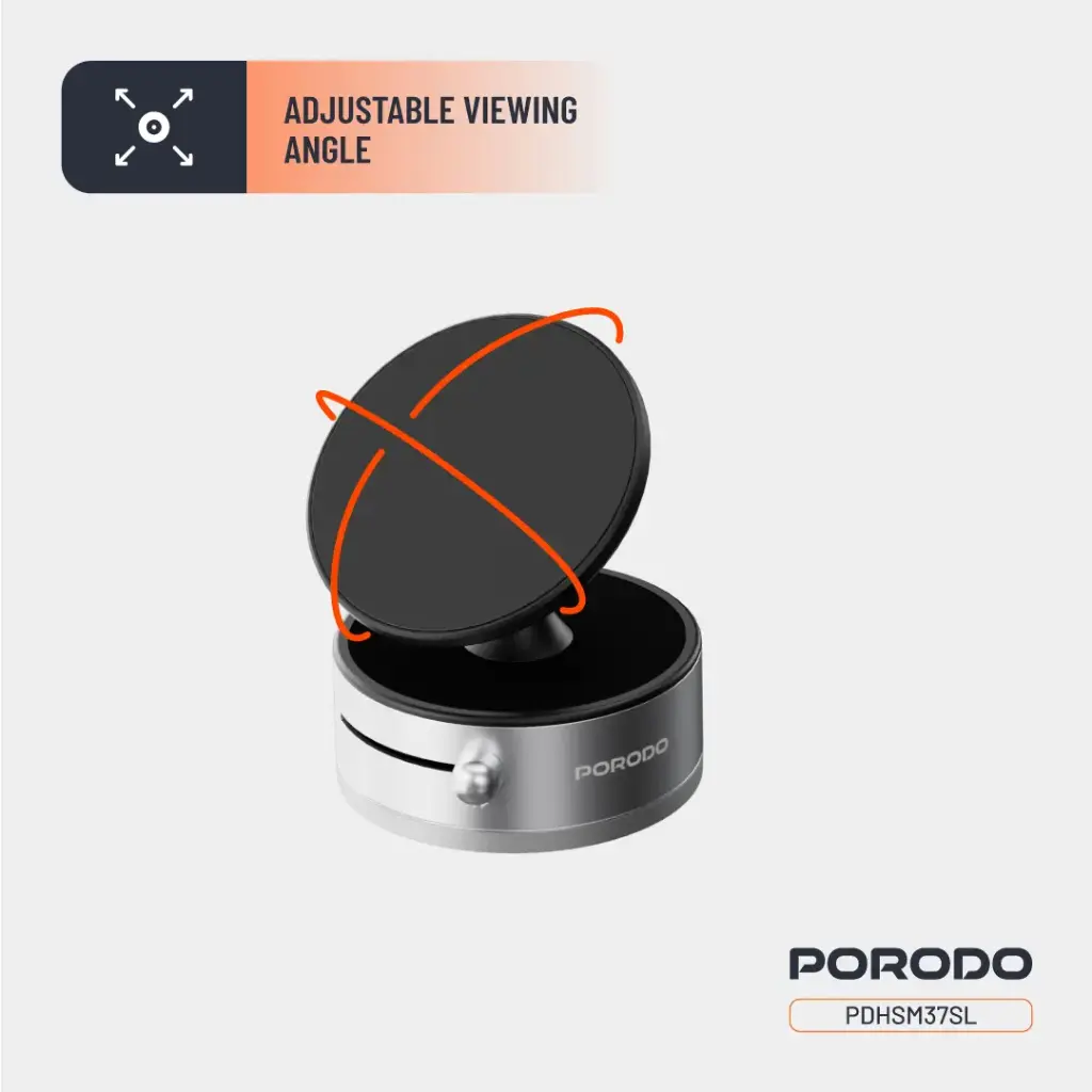 Porodo MultiSurface Magsafe Phone Holder with Manual section ABS + PC +Aluminum alloy+ TPE - Dark Gra