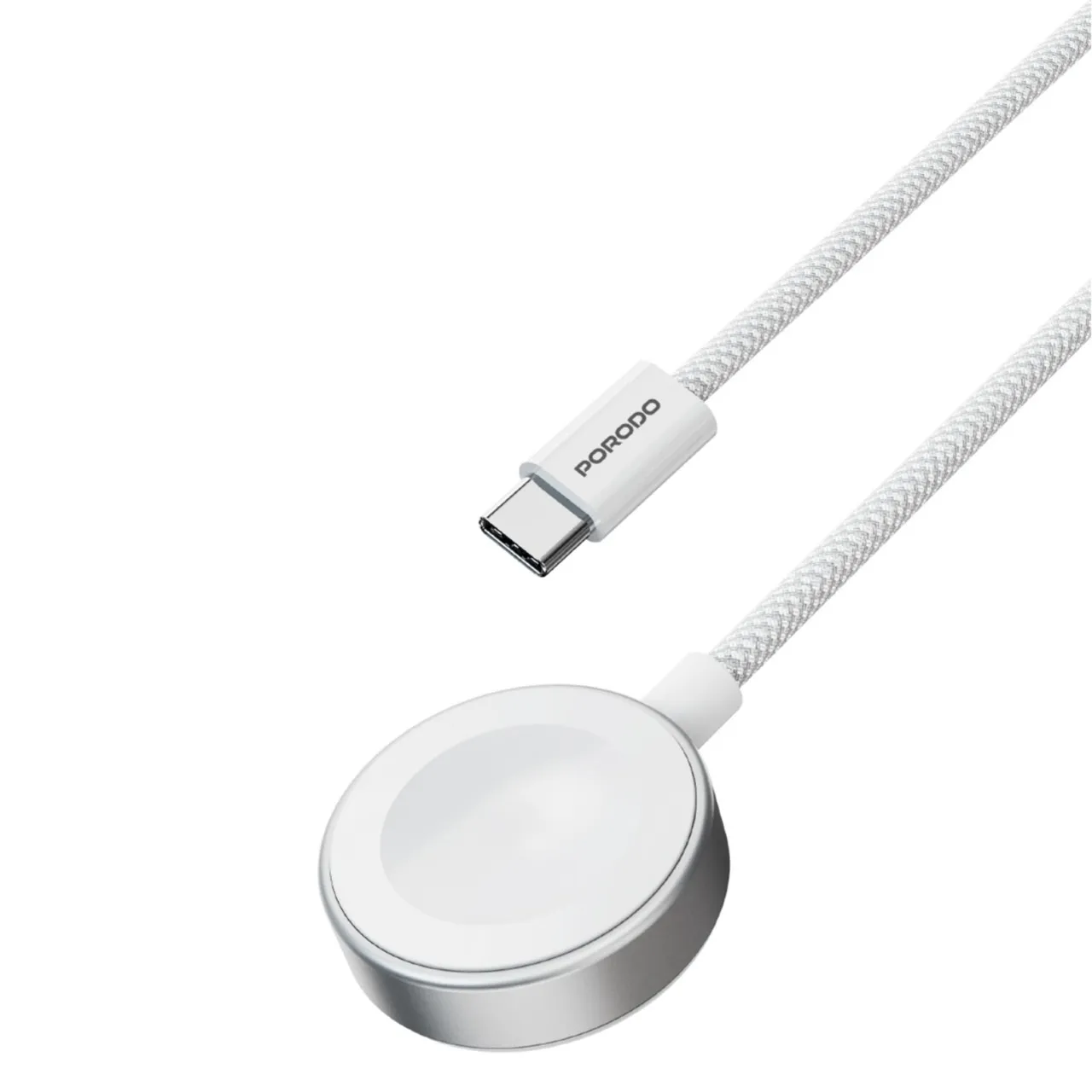 Porodo Charger Type C To Watch Cotton Braided + ABS Support Samsung & Apple Watch