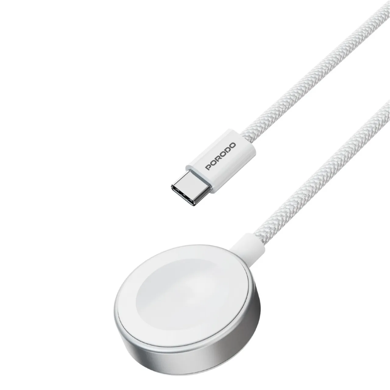 Porodo Charger Type C To Watch Cotton Braided + ABS Support Samsung & Apple Watch