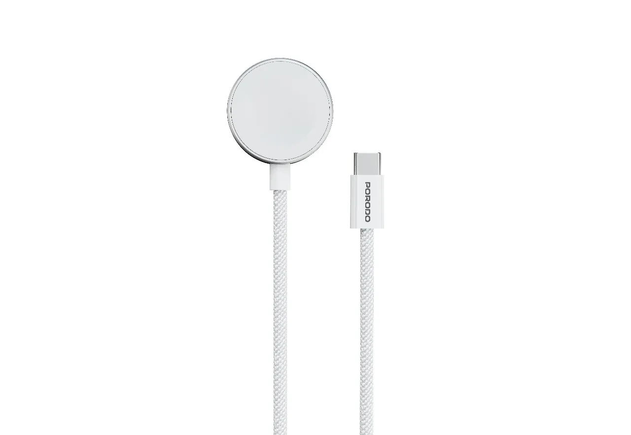 Porodo Charger Type C To Watch Cotton Braided + ABS Support Samsung & Apple Watch