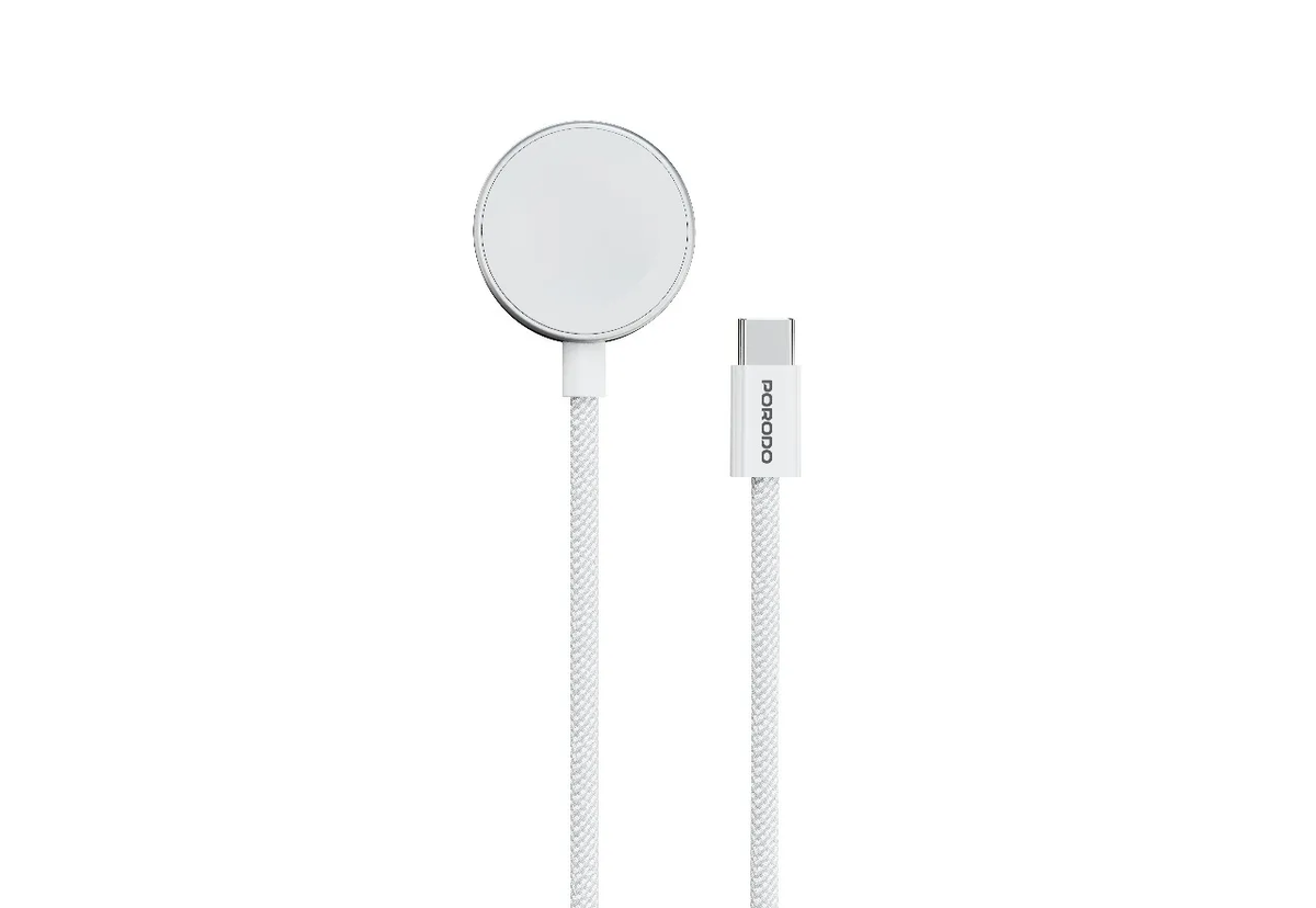 Porodo Charger Type C To Watch Cotton Braided + ABS Support Samsung & Apple Watch