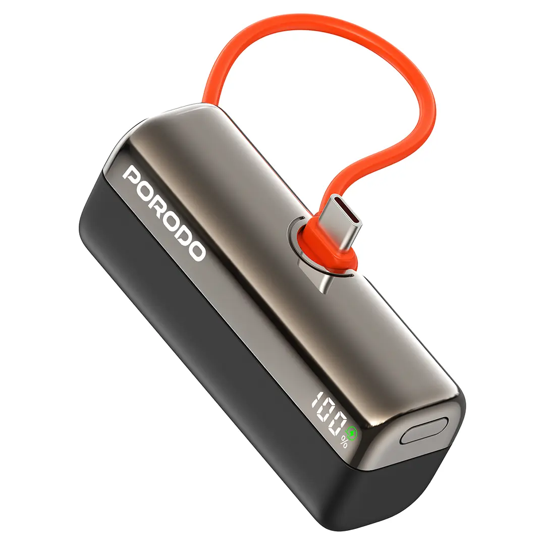 Porodo Pocket Volt Power Bank 5000mAh Type-C Input: 5V/3A 9V/2A 12V/1.5A