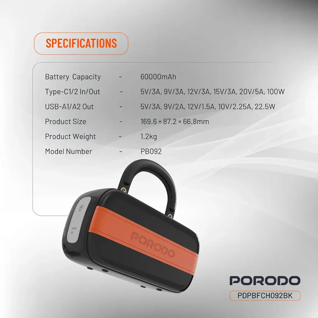 Porodo Sway High-power digital display fast charging Portable power bank