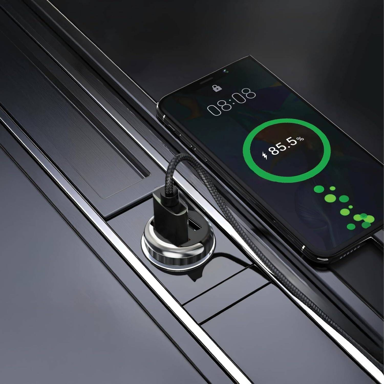 Porodo Dual Port USB Car Fast Charger, QC3.0, 36W, WITH CABLE