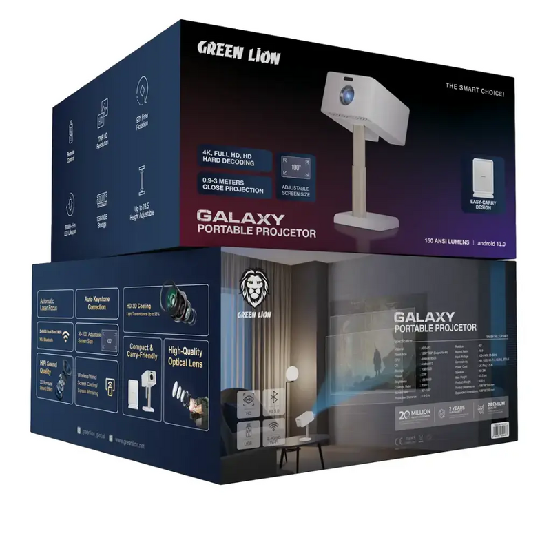 Green Lion GALAXY Portable Projector - White