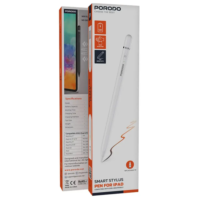 PORODO 130mAh STYLUS PEN WITH LITHIUM BATTERY AND TYPE C CHARGING