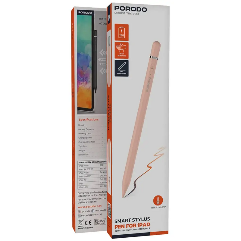 PORODO 130mAh STYLUS PEN WITH LITHIUM BATTERY AND TYPE C CHARGING