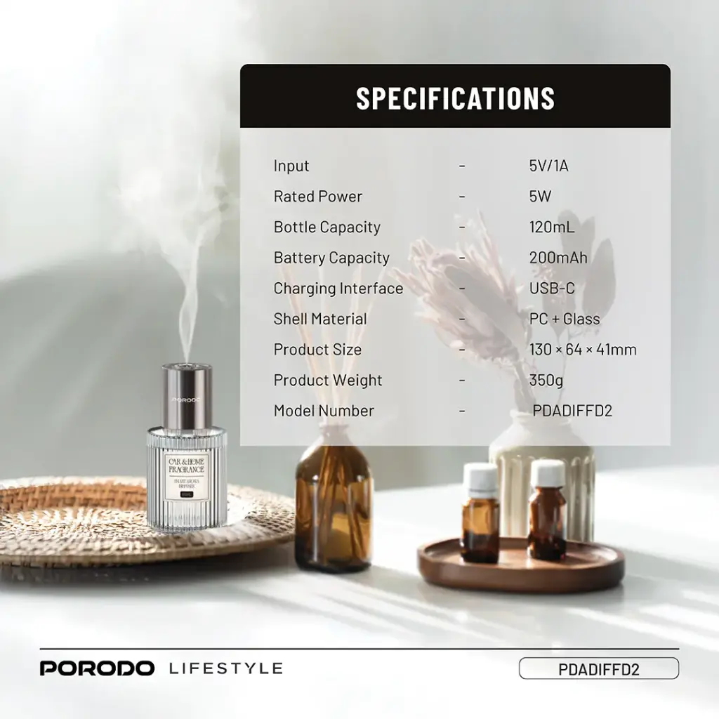 PORODO Grasse 200mAh*120ML AROMA DIFFUSER