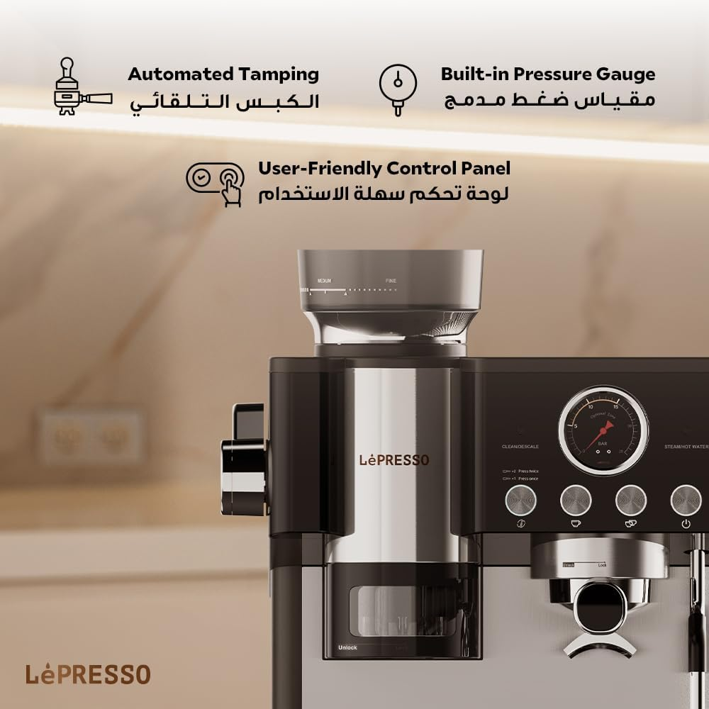 LePresso Maestro Semi-Automatic Coffee Machine Smart Tamping System - Black