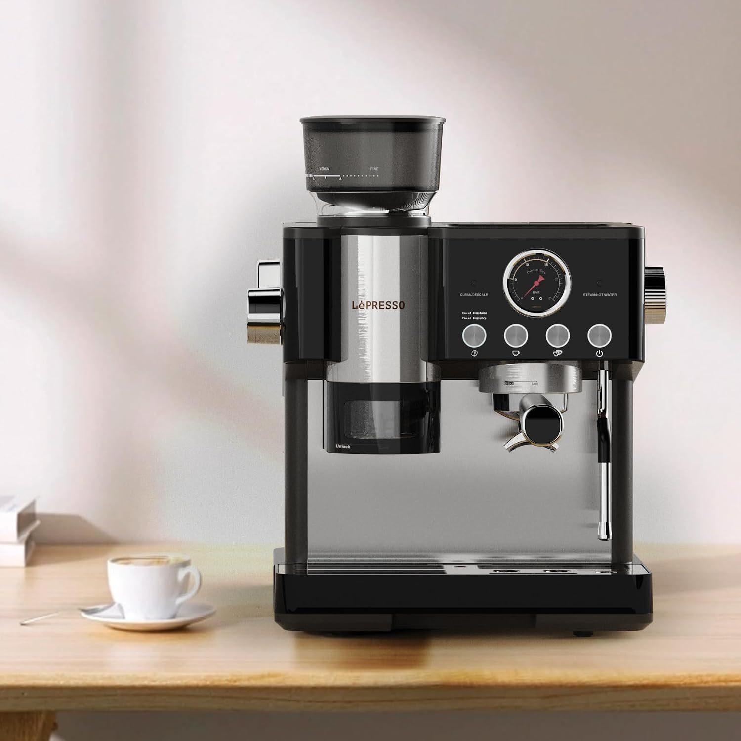 LePresso Maestro Semi-Automatic Coffee Machine Smart Tamping System - Black