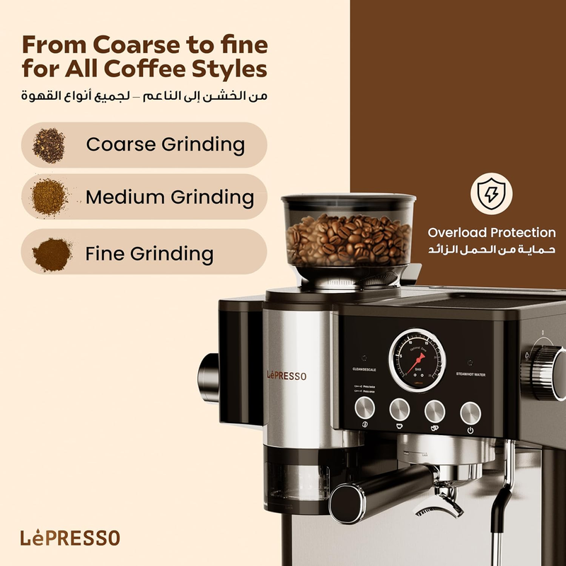 LePresso Maestro Semi-Automatic Coffee Machine Smart Tamping System - Black