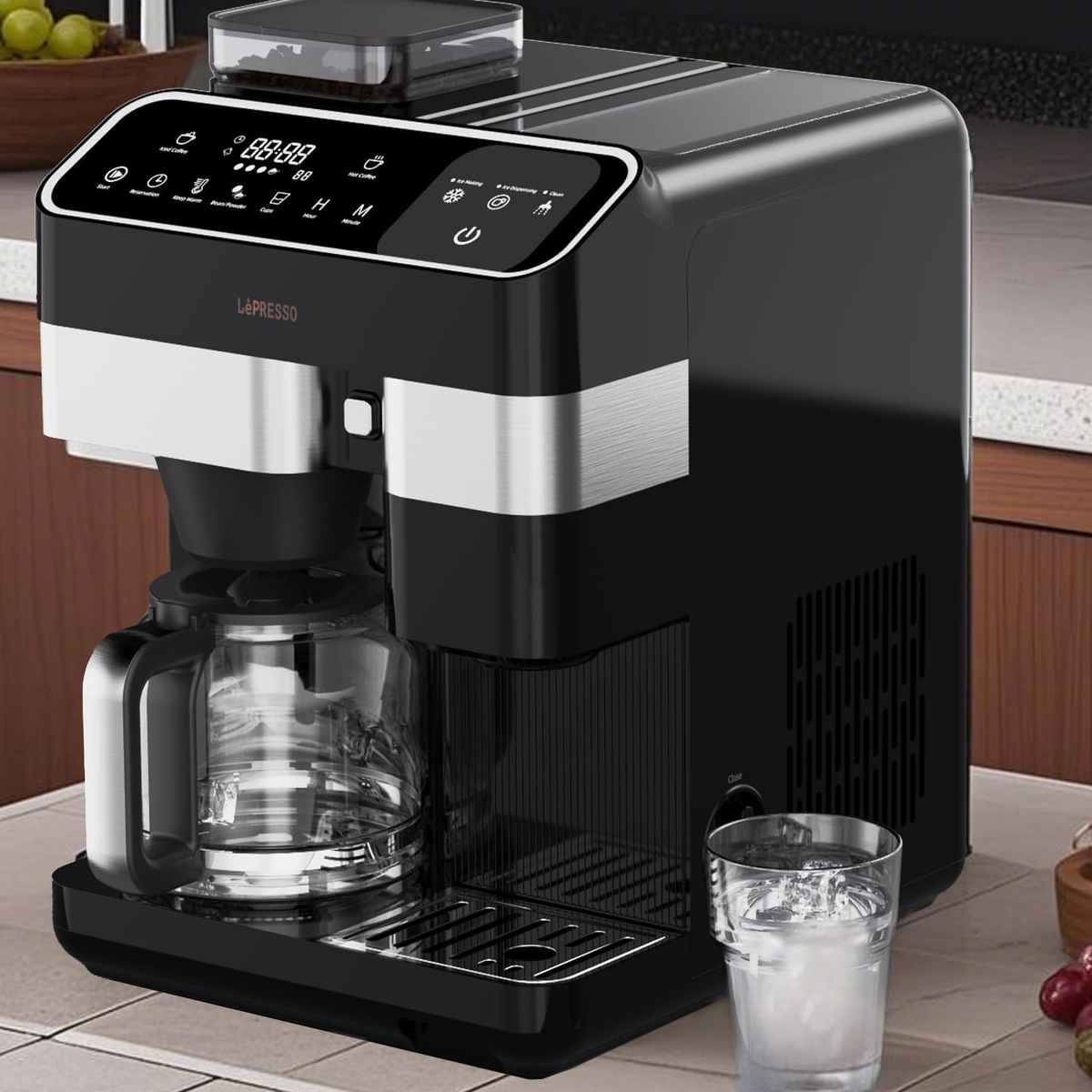 LePresso Americano Pro Ice & Hot Coffee Machine Ice Making & Keep Warm Function - Black