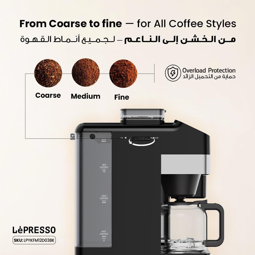 LePresso Americano Pro Ice & Hot Coffee Machine Ice Making & Keep Warm Function - Black