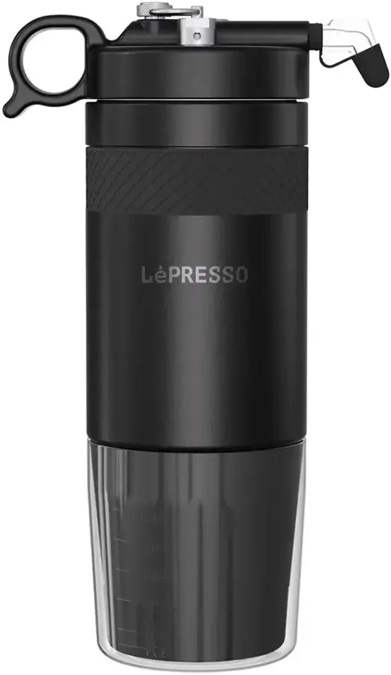 LEPRESSO Nitro Cremeux 480ML VACCUM INSULTED COFFEE CUP DISPENSER WITH SILICON GRIP RING - BlacK