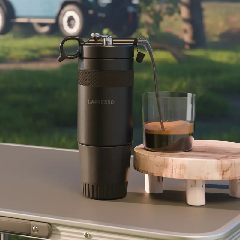 LEPRESSO Nitro Cremeux 480ML VACCUM INSULTED COFFEE CUP DISPENSER WITH SILICON GRIP RING - BlacK