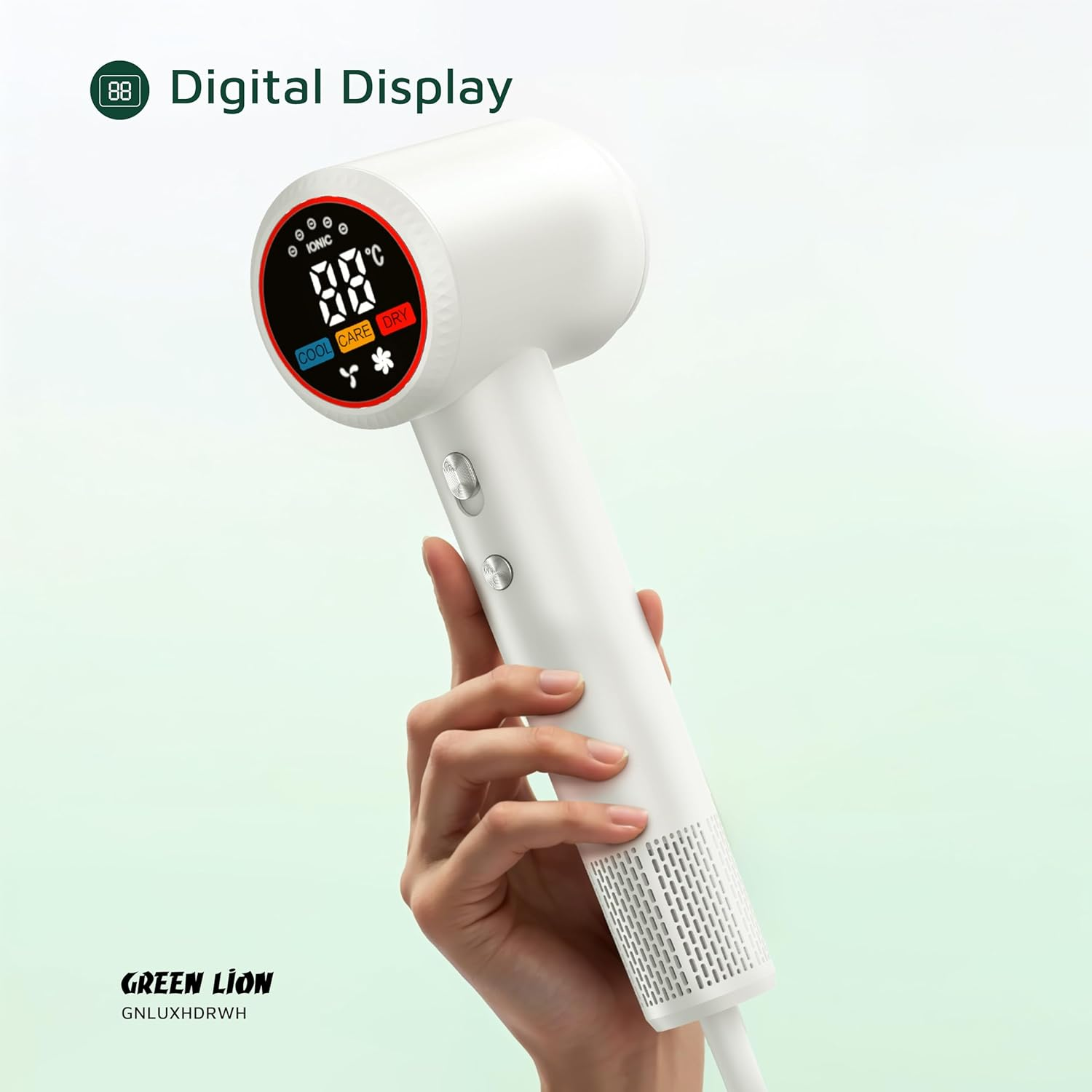 Green Lion Luxair Hair Dryer With Display 1600W - White