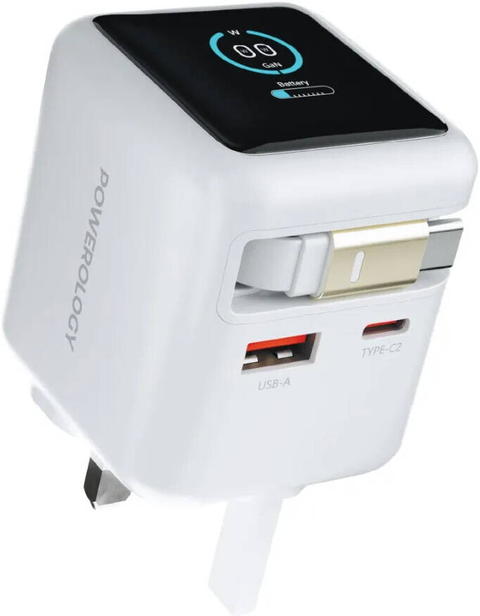 Powerology Halo 70W charger with retractable cable OUTPUT 70W (max) + Laser print