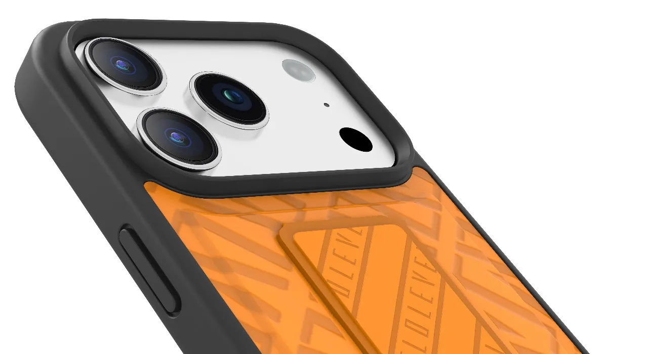 Levelo Morphix Cuero Gripstand Case For iPhone 17 Pro Max - Sunrise Orange