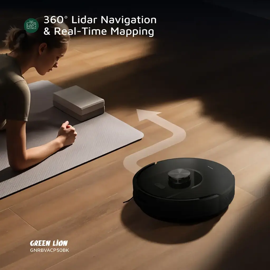 Green Lion Smart Robot Vacuum Pro 4000Pa Suction - Black