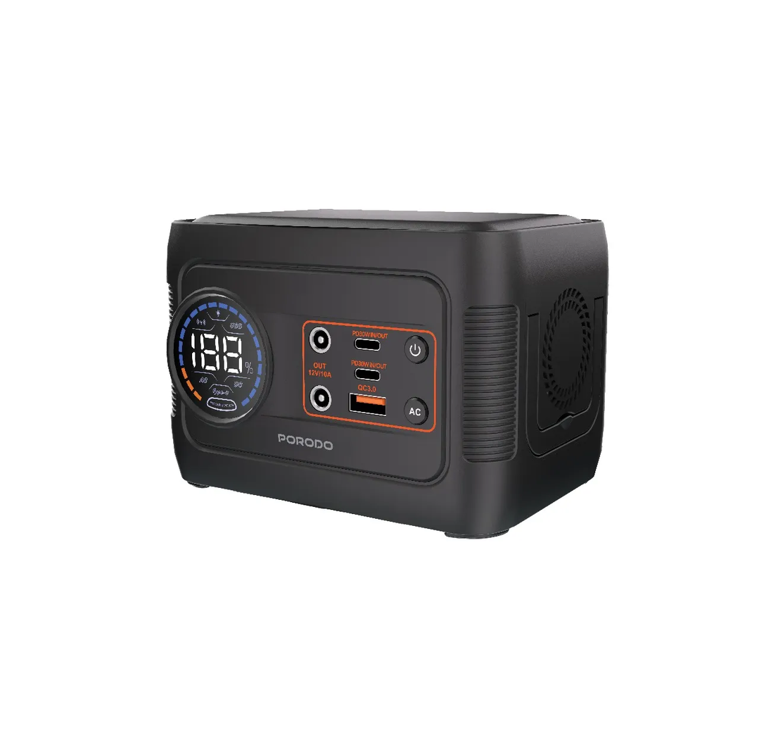 Porodo Portable 76.96Wh Power Station With Wireless Charger - Grey/Black