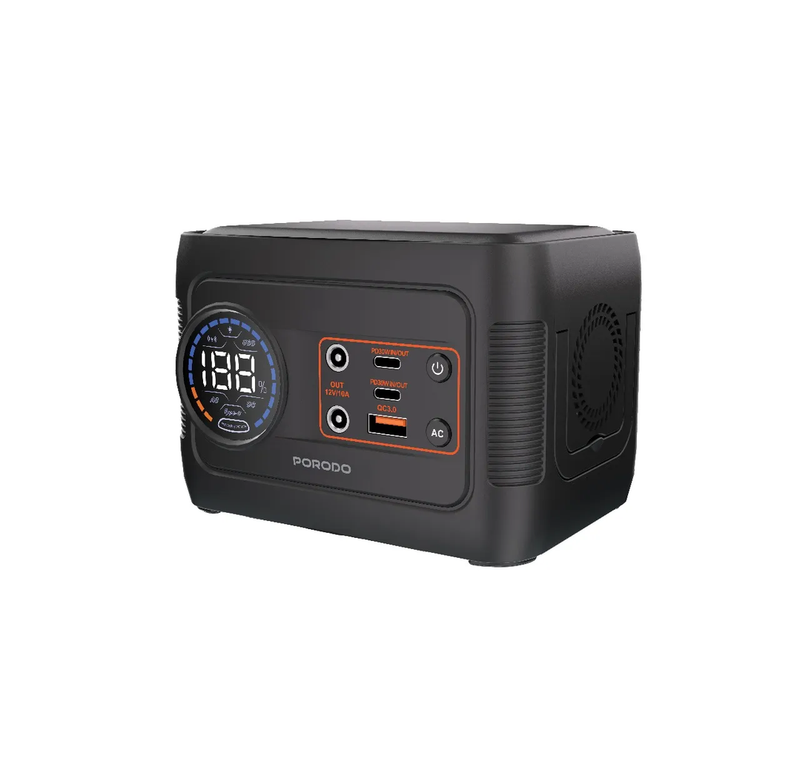 Porodo Portable 76.96Wh Power Station With Wireless Charger - Grey/Black