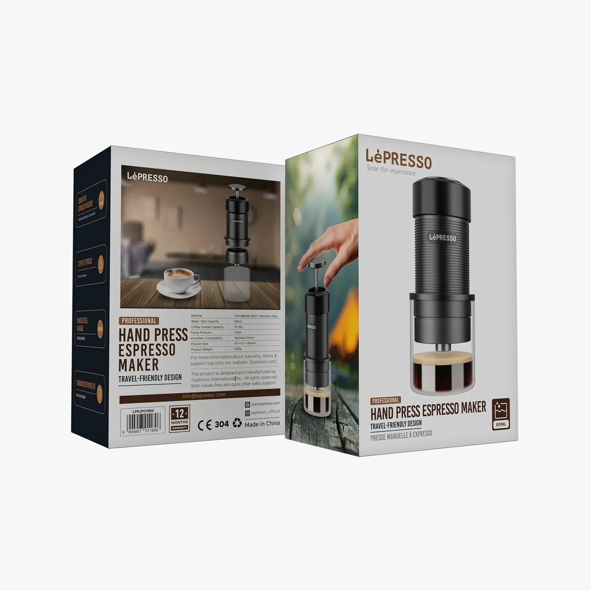Lepresso Pressione 9-Bar Hand Press Coffee Maker with Aluminium Alloy+304 Stainless Steel