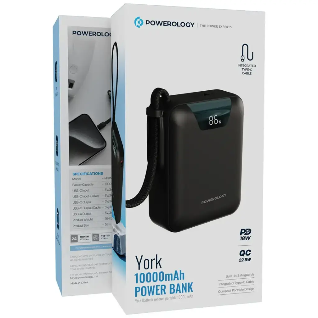 Powerology York Power Bank 10000mAh - Black