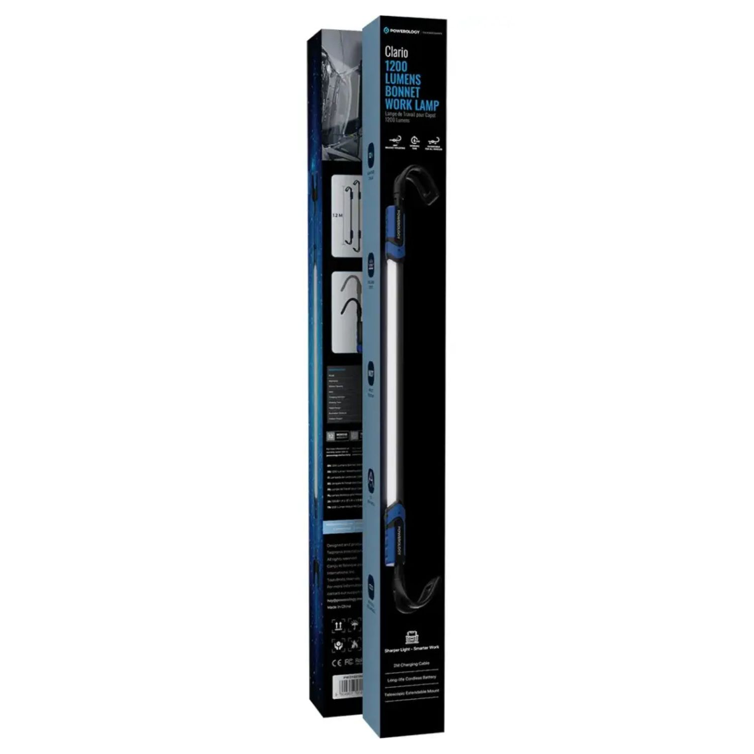 Powerology Clario 1200 Lumens Work Light with Dimming Function - Black