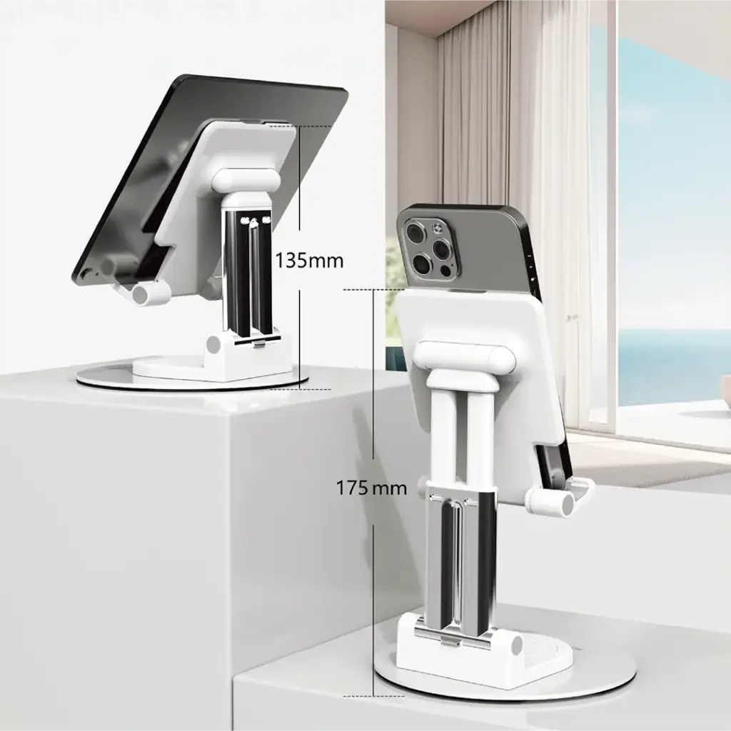 Porodo Foldable Phone & Tablet Desk Stand Adjustable Telescopic Rod