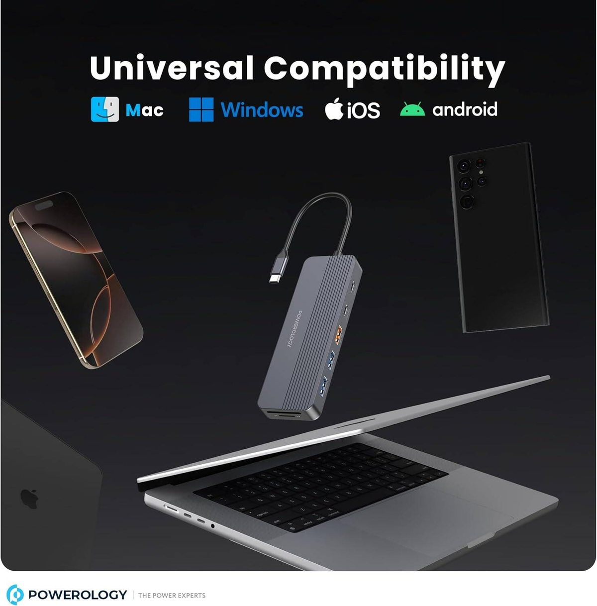 Powerology PD 100W 12-in-1 USB-C Hub with 3.2 10GBPS