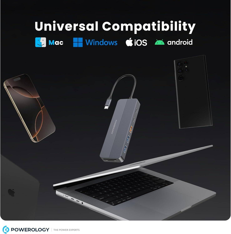 Powerology PD 100W 12-in-1 USB-C Hub with 3.2 10GBPS