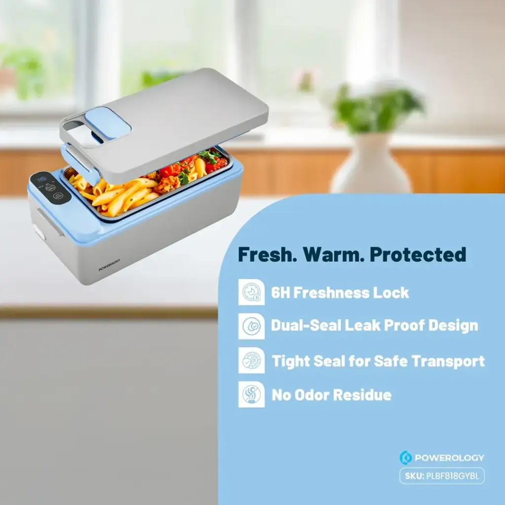 Powerology Lumo Portable Heated Lunch Box - Grey Blue