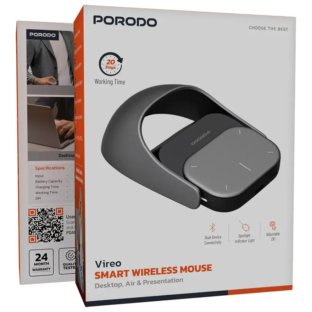Porodo Vireo AirMouse Bluetooth Mouse - Gray