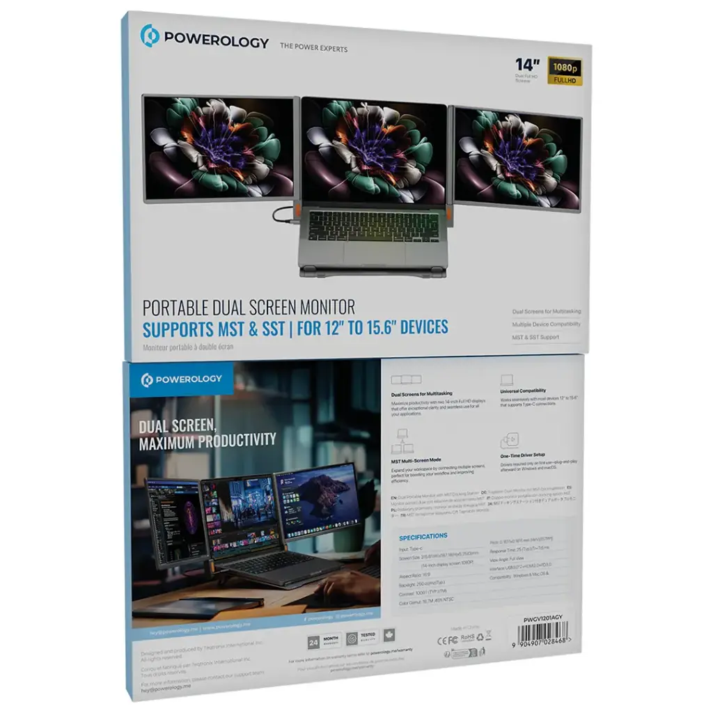Powerology Dual Portable Monitor with MST Docking Station