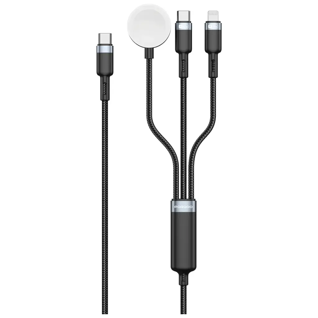 Porodo TrioLink 60W C to C+L+Watch Charger