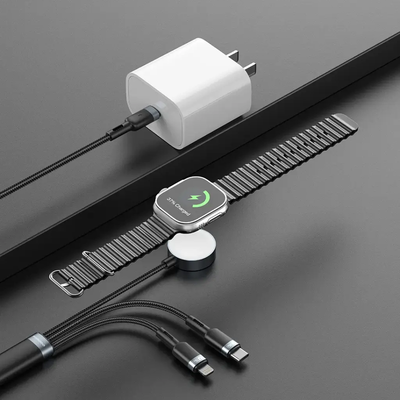Porodo TrioLink 60W C to C+L+Watch Charger