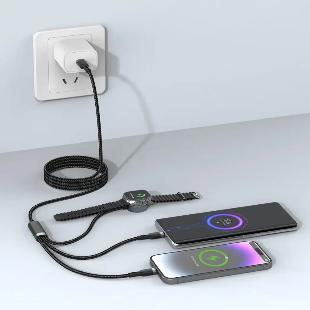 Porodo TrioLink 60W C to C+L+Watch Charger