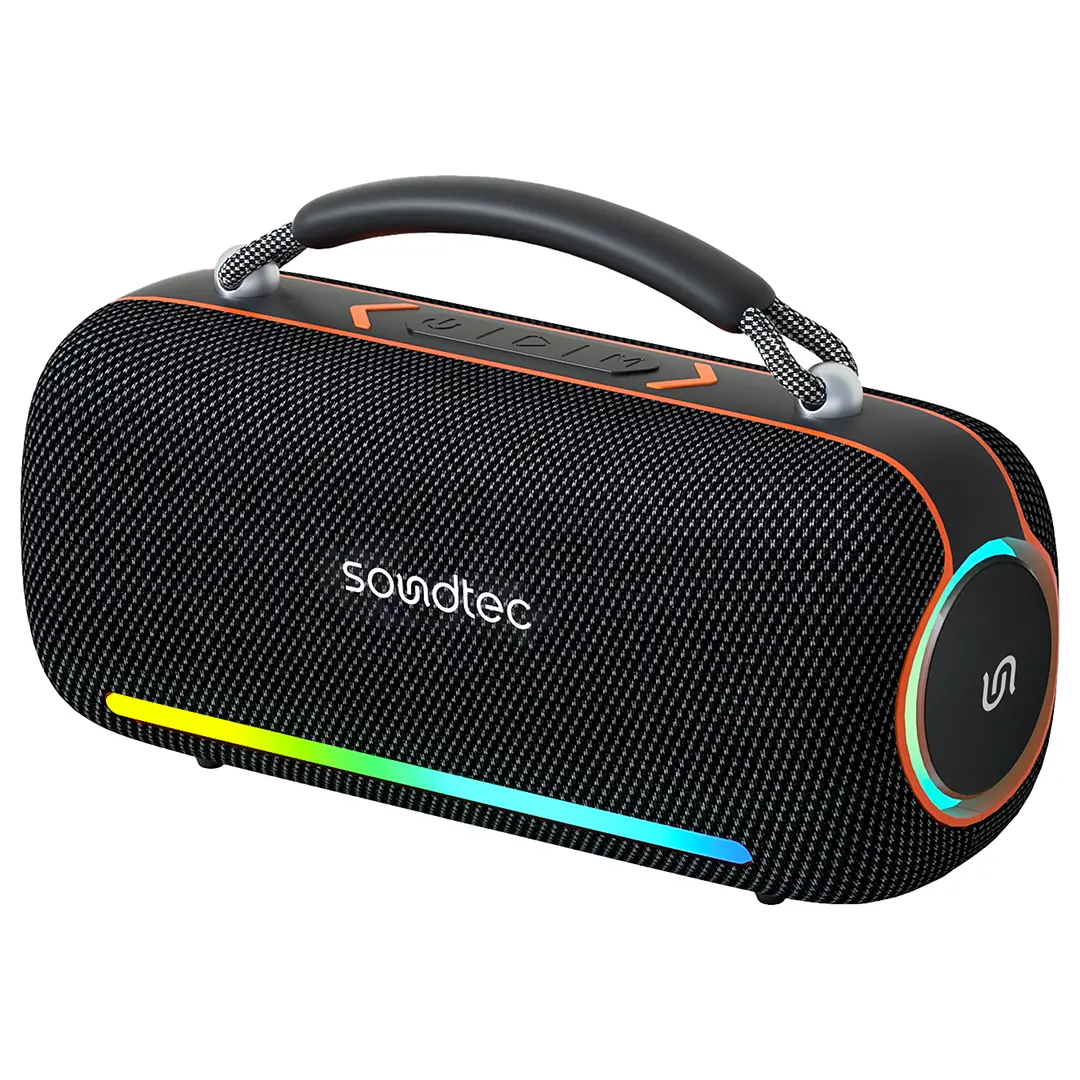 Porodo Soundtec Sonify 60W Bluetooth Speaker with 4000mAh Battery & 3-Way Input - Black