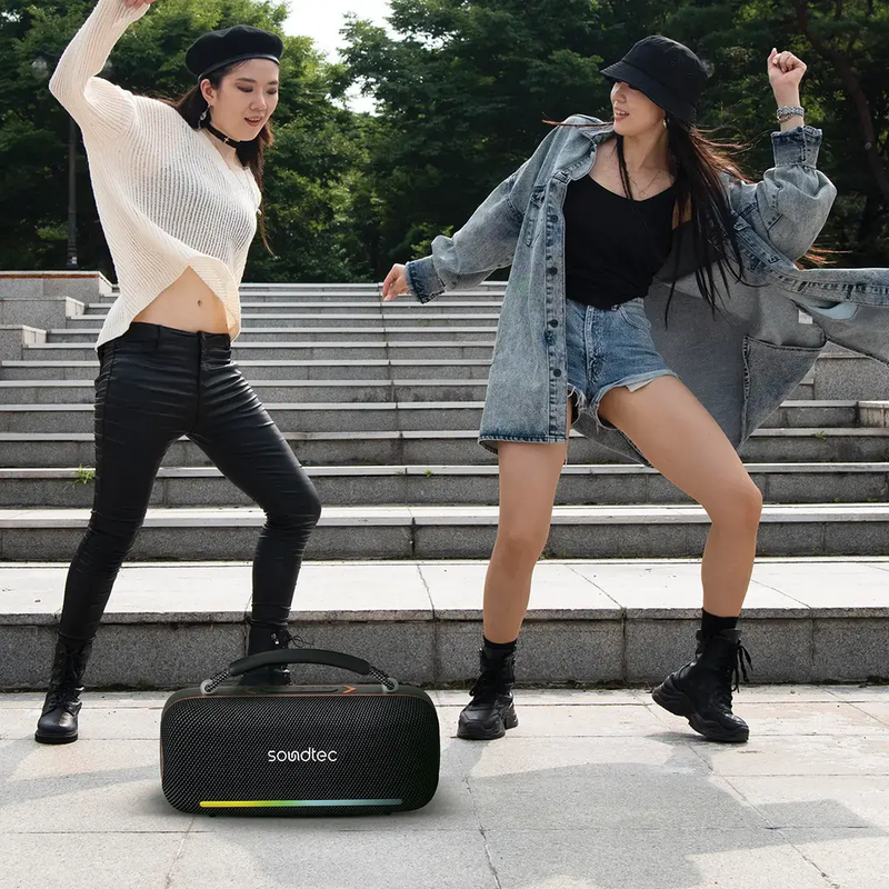 Porodo Soundtec Sonify 60W Bluetooth Speaker with 4000mAh Battery & 3-Way Input - Black